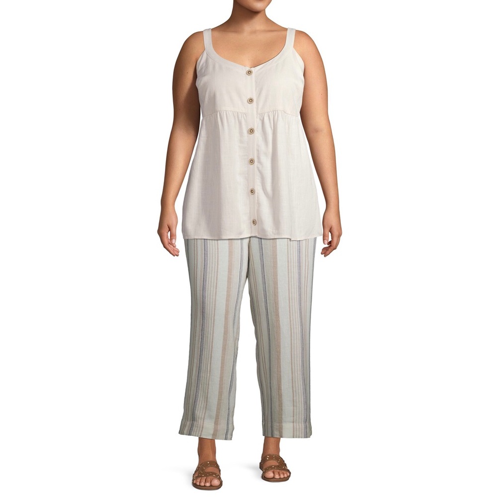 Linen Babydoll Tier Tank, Ivory